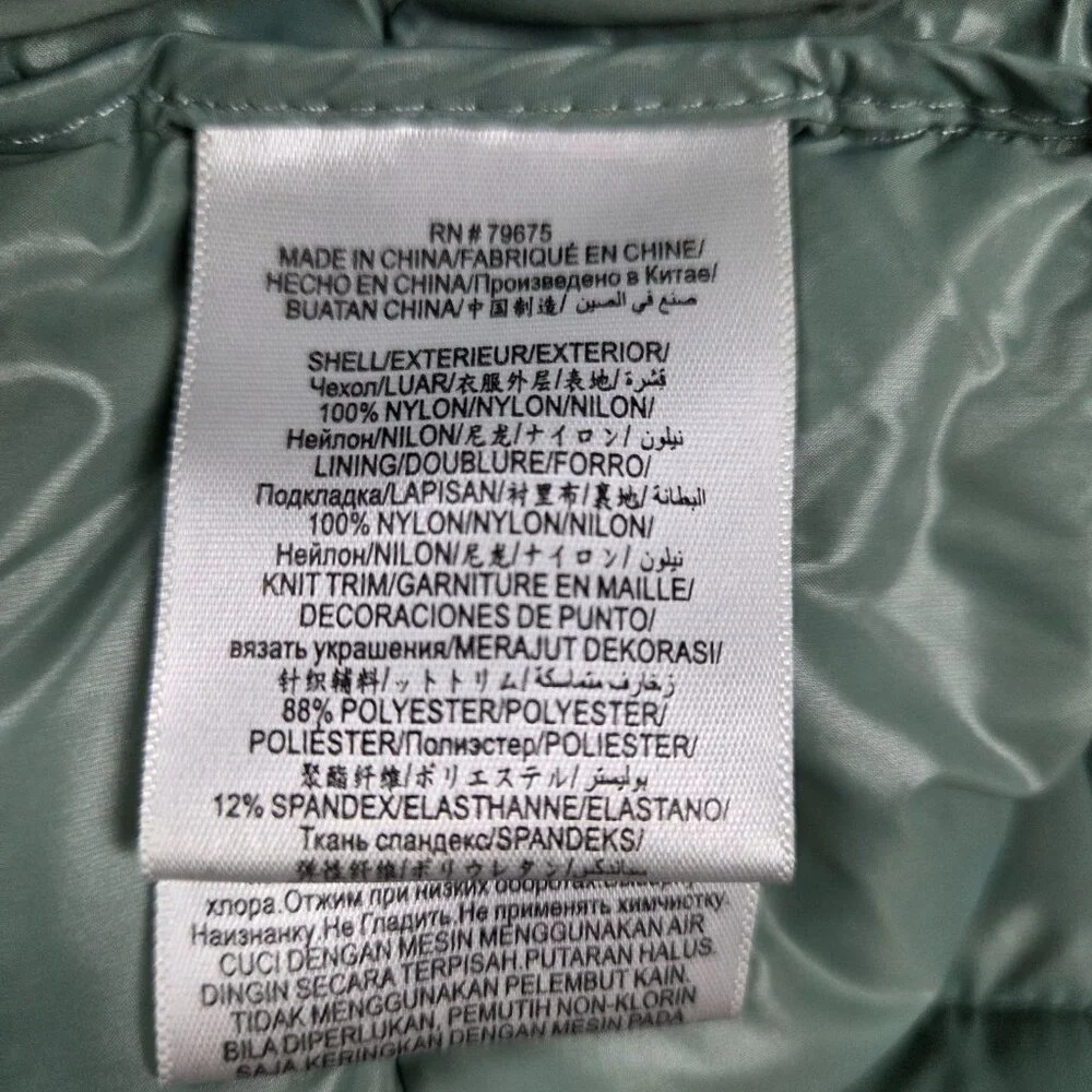 BCBG MAXAZRIA Puffer Jacket Womens Large Hooded Green Light Weight Down Filled - Picture 10 of 12